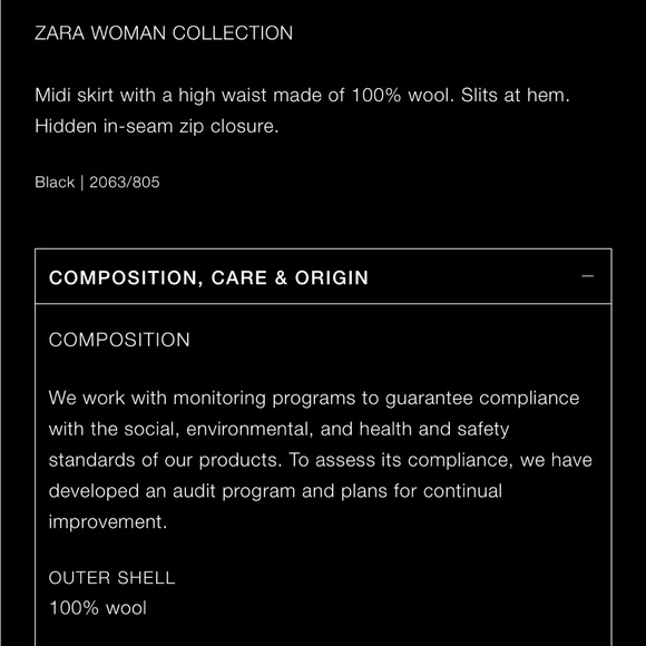 Zara 100% wool slit skirt ZW collection 2024, high waist, premium quality - Picture 11 of 14